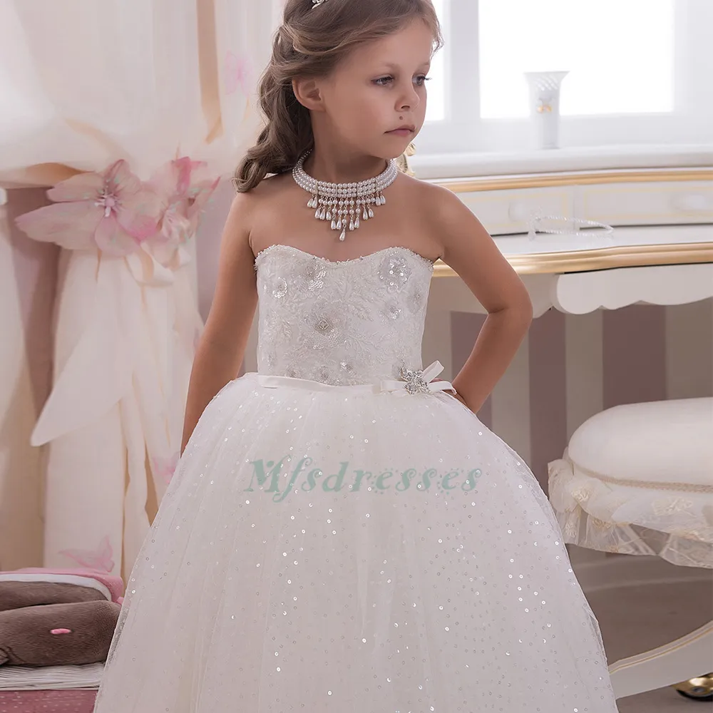 Enchanting Sequined Kids Puffy Ball Gowns With Bow Sash Perfect Flower Girl Dresses For Weddings 0 12 Year Old Girls From Mfsdresses 93.59 DHgate.Com