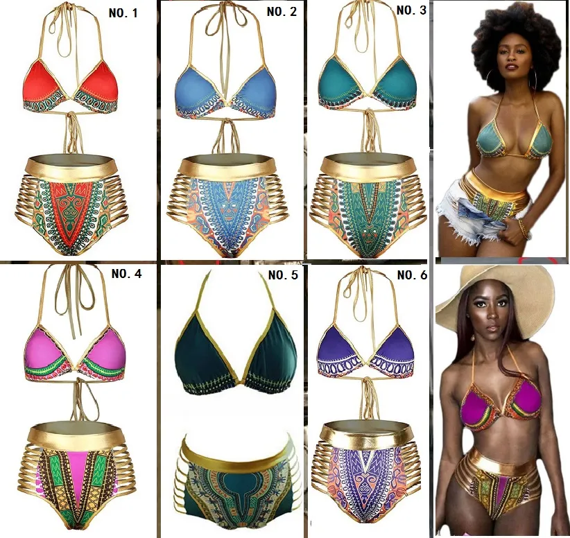 Sexy sul africano ouro halter biquíni cintura alta maiô duas peças roupa de banho feminina banhista 5t9q 5t9q