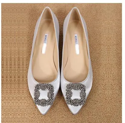 2016 Flats Shoes Women Brand Pointed Toe Women Plus Size Party Dress Shoes Low Heel Wedding Shoes Large Size