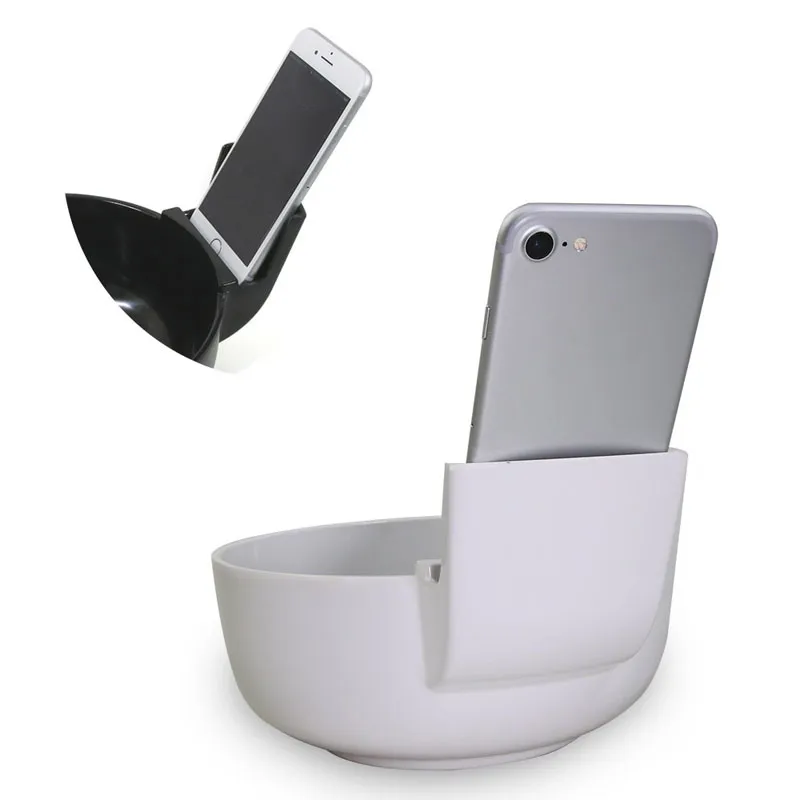 Bol créatif avec support pour téléphone portable pour les utilisateurs de téléphones portables Bol en mélamine noir blanc 2L Bols Ramen de grande taille Vaisselle ZA2668