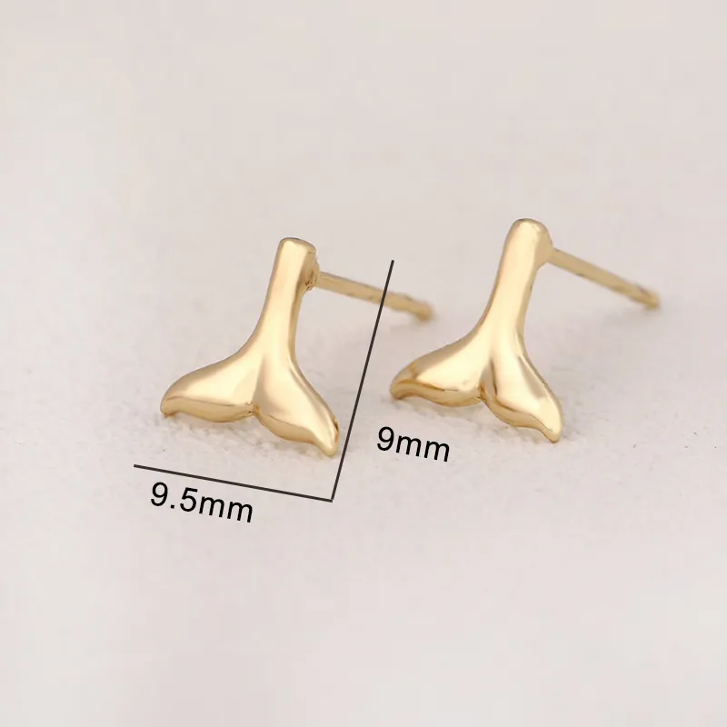 Hot Selling New Cute Whale Tail Earring Silver Gold Rose Gold Color Copper Material Earrings Studs Kids Grils Summer Fashion Jewelry EFE065