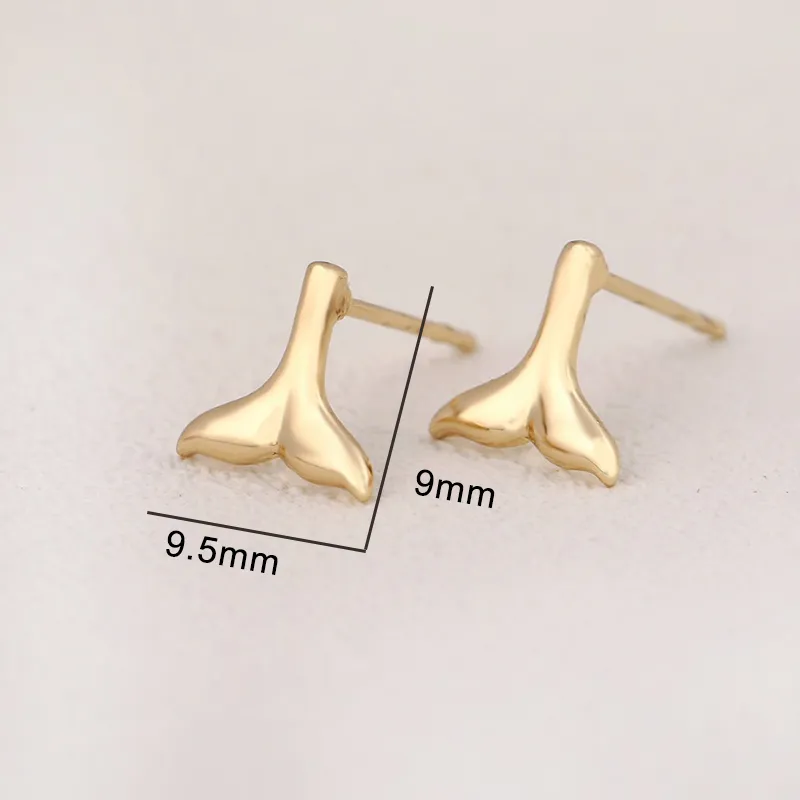 Säljer ny söt valsvans örhänge Silver Gold Rose Gold Color Copper Material Earrings Studs Kids Grils Summer Fashion Jewe232G