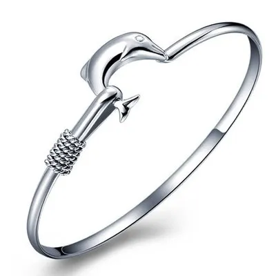 hot gift factory price 925 silver charm bangle Fine Noble mesh Dolphin bracelet fashion jewelry