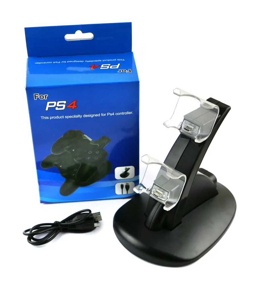 För Controller GamePad Dual USB Desktop Stand Fast Charger Blue LED -laddningsdockkontroller laddning6386677