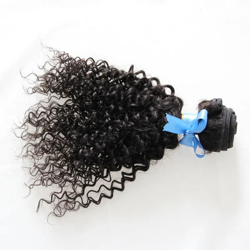 Kinky Curly Virgin Hair 100g Curly Weave Mänskliga hårbuntar 4b 4c Naturfärg Mänskligt hår vävar en bit