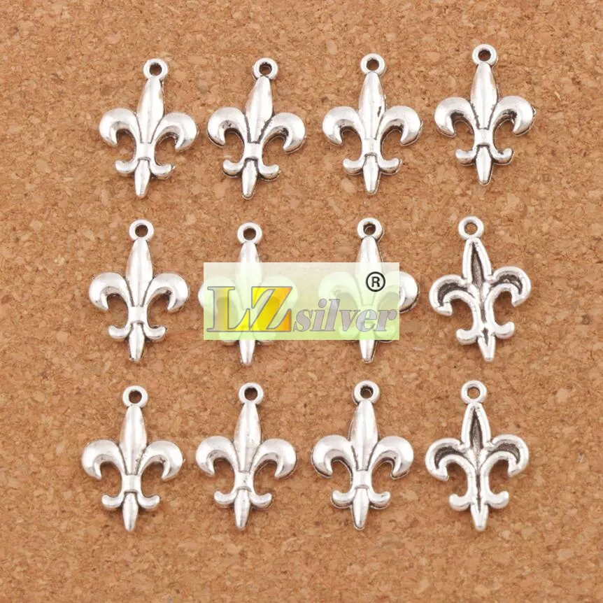 Iris Fleur-de-lis Flower Charms Pendants 12.5x18.7mm Antique Silver Charms Jewelry DIY L387