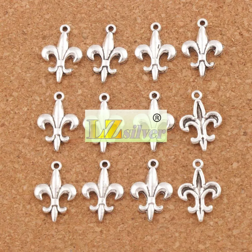 / 아이리스 Fleur-de-lis 꽃의 부적 펜던트 12.5x18.7mm 골동품 실버의 매력 쥬얼리 DIY L387