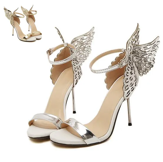 Sophia Vampire Diaries femme fantaisie papillon aile sandales à talons hauts or argent chaussures de mariage taille 35 à 40