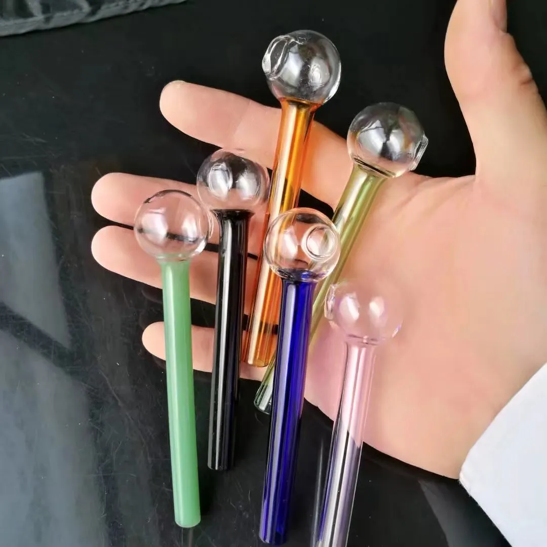 High quality mixed color 10cm straight burning pot New Unique Glass Bongs Glass Pipes Water Pipes Hookah Oil Rigs Smoking with Droppe