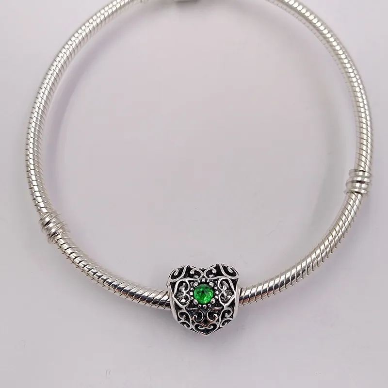 Andy Jewel May Signature Heart Birthstone Charm 925 Sterling Silver Beads Fits European Pandora Style Jewelry Armband 791784NRG 243K