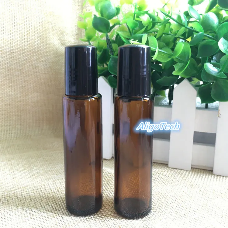 AMBER Glass Roll On Bottle 15ml 1/2oz Essential Oil Empty Aromatherapy Perfume Bottle 15ml with Metal Roller Ball Free DHL