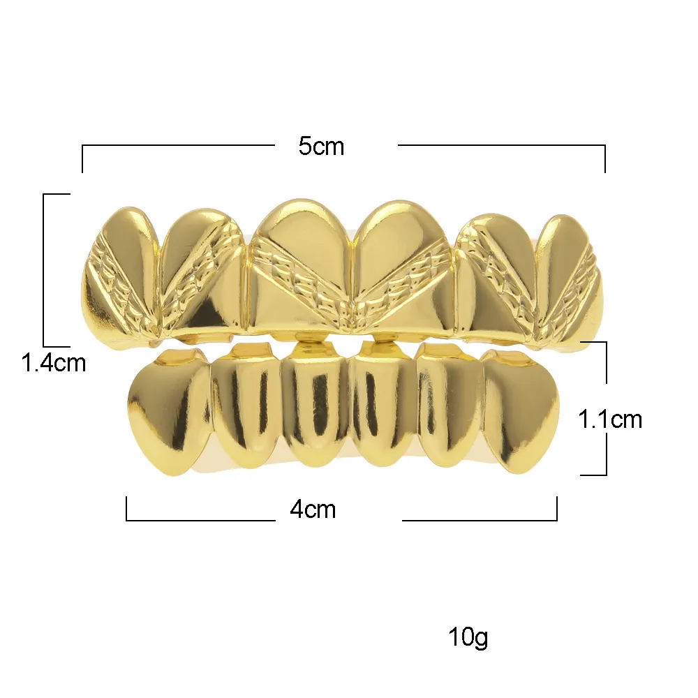 Tüm Parti Sahne Hip Hop Bling Takı Bio Bakır Altın Dişler Grillz CZ Izgara Seti Diş Soket Ile Üst Alt Kapakları