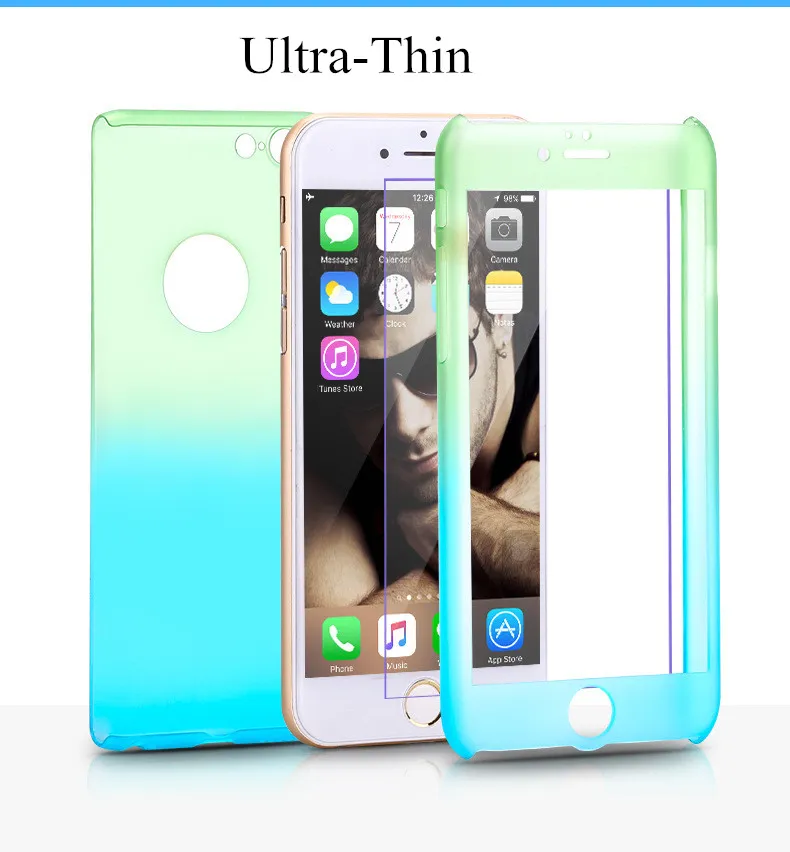360 Phone Case: Gradient Full Body Protective Cover With Tempered Glass ...
