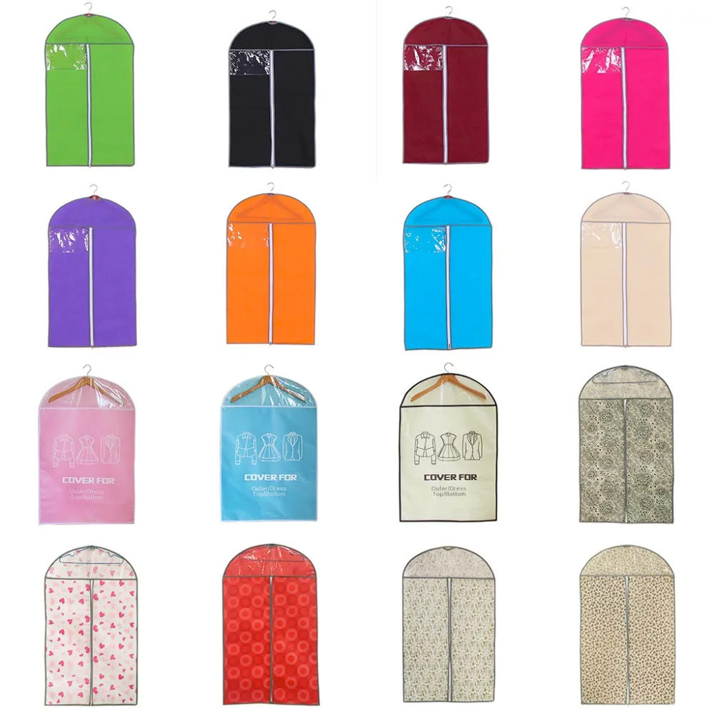 Whole- 1 PCS Multi-color Must-have Home Zippered Garment Bag Clothes Suits Dust Cover Dust Bags Storage Protector1235a