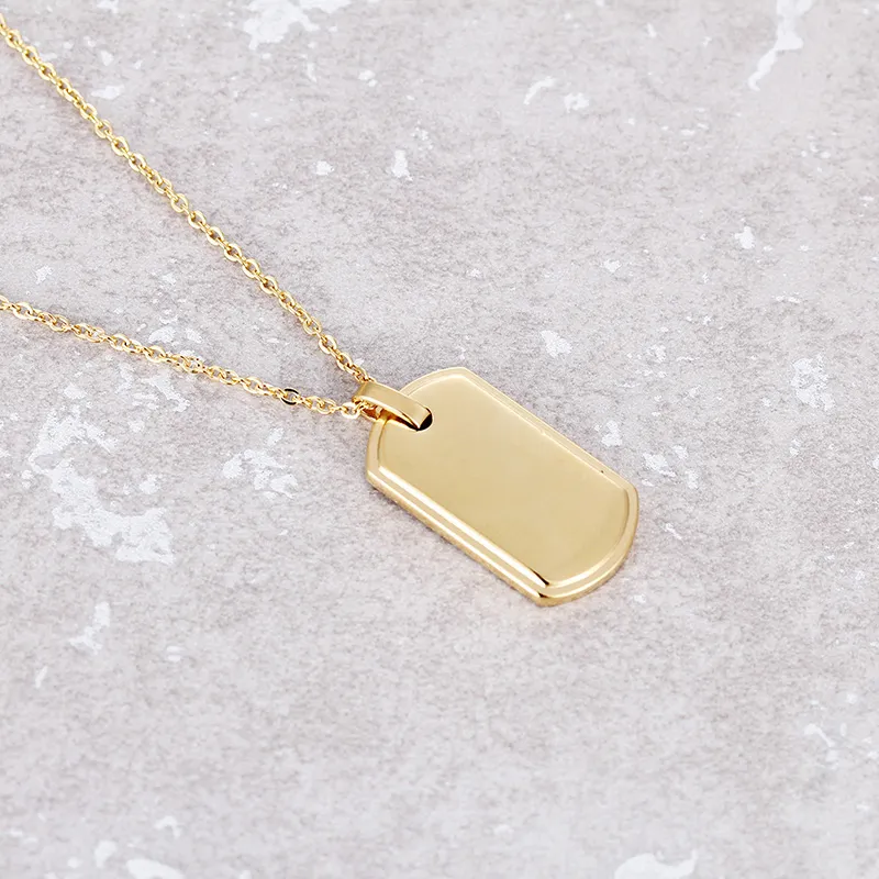 Brand New Charming Design Acciaio inossidabile enorme Dog tag Army Card Ciondolo Regali da donna da uomo Collana 24 '' Oro