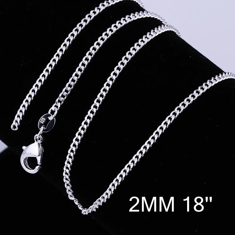 2017 New Factory Sale 16"-30" Genuine Solid 925 Sterling Silver Fashion Curb Necklace Chain Jewelry with Lobster Clasps