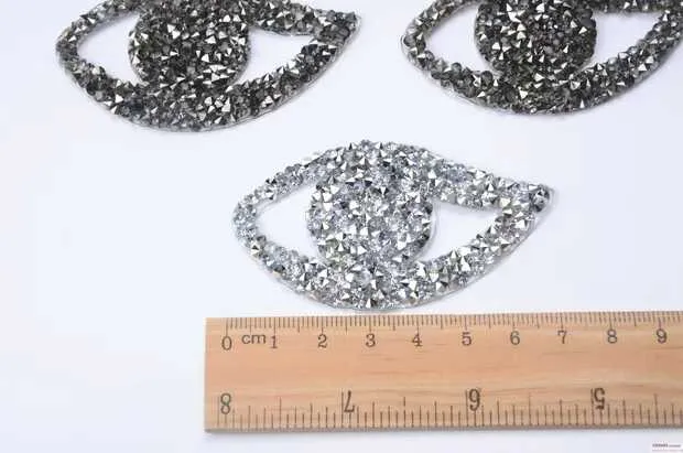 eye design crystal hotfix motifs iron on transfer rhinestone patches strass crystal stones applique for clothing craft