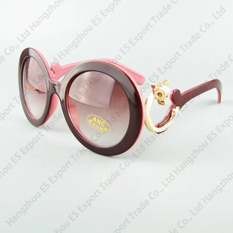 패션 여성 선글라스 큰 라운드 프레임 구름 사원 태양 안경 여우 머리 장식 소매 무료 배