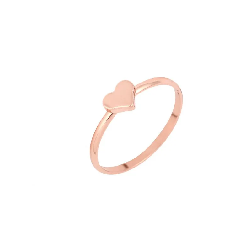 Everfast Fashion Rings Tiny Thick Heart Finger Ring Silver Gold Rose Gold Plated Brass Jewelry for Women Girl Can Mix Color EFR074