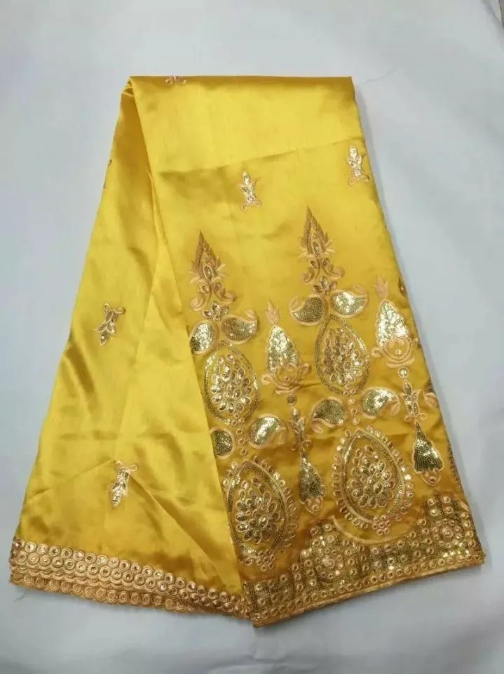 5 jardów/działka elegancka królewska niebieska królewska tkanina z małymi złotymi cekinami haftowa afrykańska bawełniana koronka na ubrania JG5-1