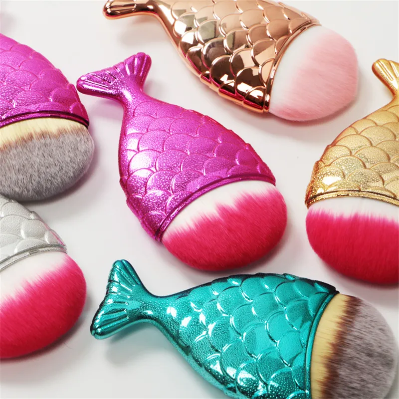 New Mermaid Makeup Brush Powder Contour Fish Scales Mermaidsalon Foundation Brush Blush face Beauty Cosmetics brushes DHL