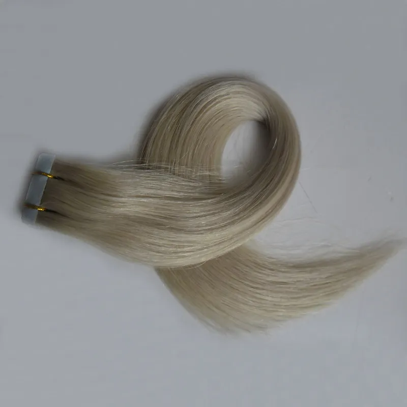 Estensione dei capelli umani con nastro biondo Capelli di trama della pelle PU brasiliana dritta 20 pezzi / set Nastro da 50 g nelle estensioni dei capelli umani