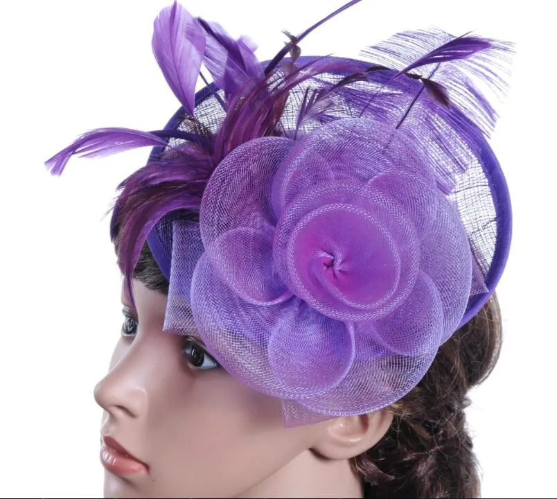 European ladies hat Ma yarn ostrich hair material Western banquet hat wedding headdress 7647458