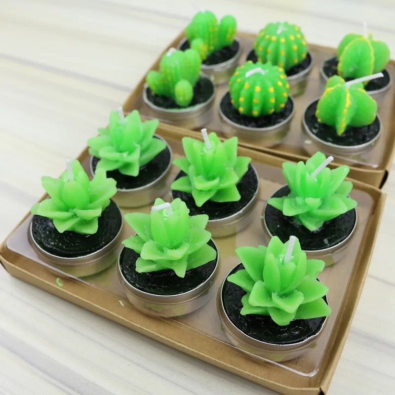 Vente chaude vert succulentes bougies sans flamme ZAKKA plantes en pot forme bougie parfumée lampe décorations de fête de noël bougies fournitures