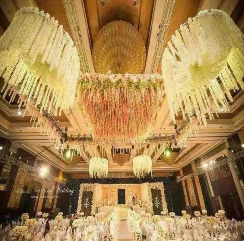 Hortensia artificial Flor de glicina es Simulación de bricolaje Arco de la boda Puerta Hogar Colgante de pared Guirnalda para la decoración del jardín de la boda