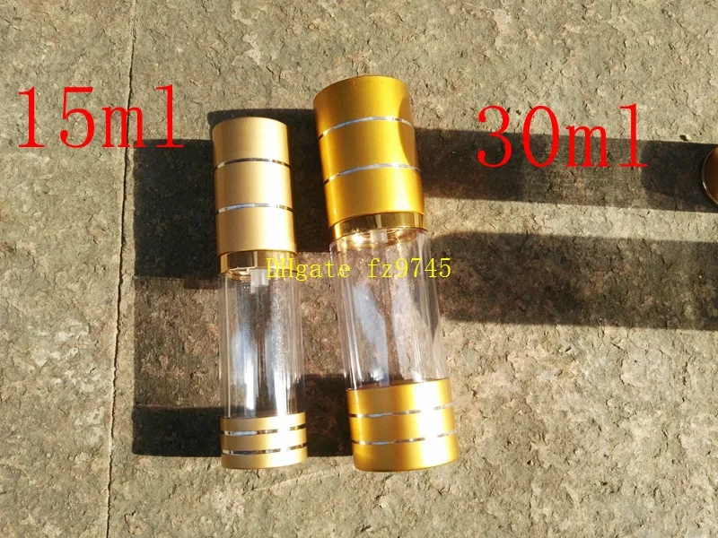 15ml 30ml Gold Airless Bottle Vacuum bottle Pump Lotion Cosmetic Container Used For Travel Refillable Bottles