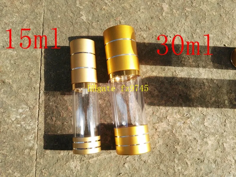 / parti 15ml 30ml Gold Airless Bottle Vacuum Bottle Pump Lotion Kosmetisk behållare Används för resefyllnadsflaskor