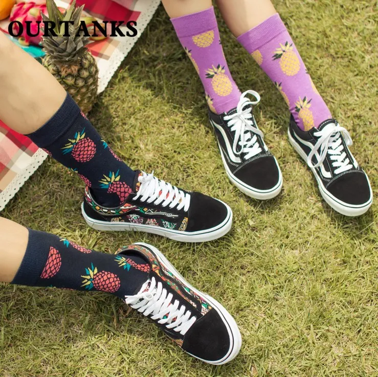 2017 cotton jacquard fruit socks women fashion cute pineapple cherry lemon food socks new design lovely novelty socks