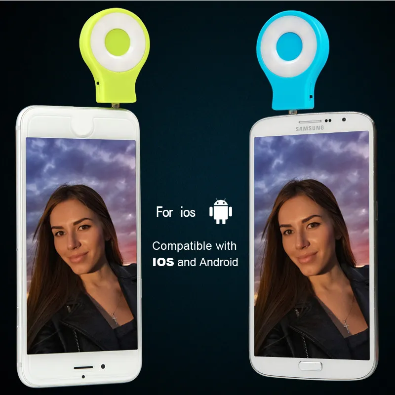 Universal rechargeable 8 LED Flash Light Up Mini Selfie lumière téléphone lampe de poche pour iphone 6 7 plus samsung s8 s8 plus