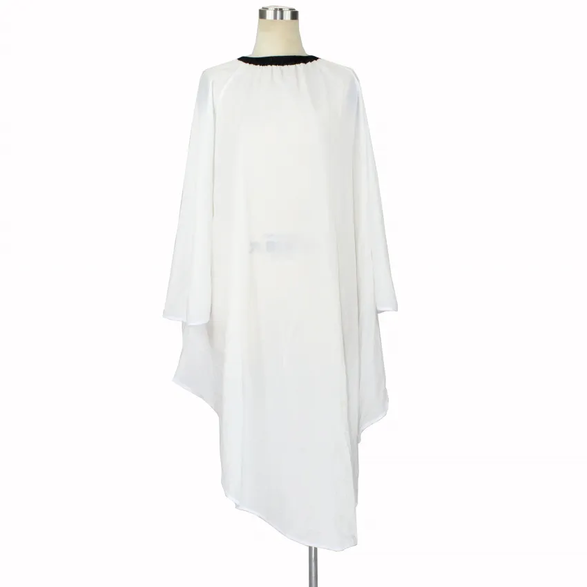 1 Stück 100 % Polyester-Tuch, weiße Farbe, Schönheitssalon-Umhang, Friseur-Haarschnitt-Kleid, antistatischer Friseur-Schneidumhang