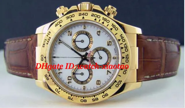 Luxe lederen armband 40mm 18kt goud wit vetgedrukt Arabisch op de riem 116518 automatische mechanische man kijken polshorloge mode herenhorloge