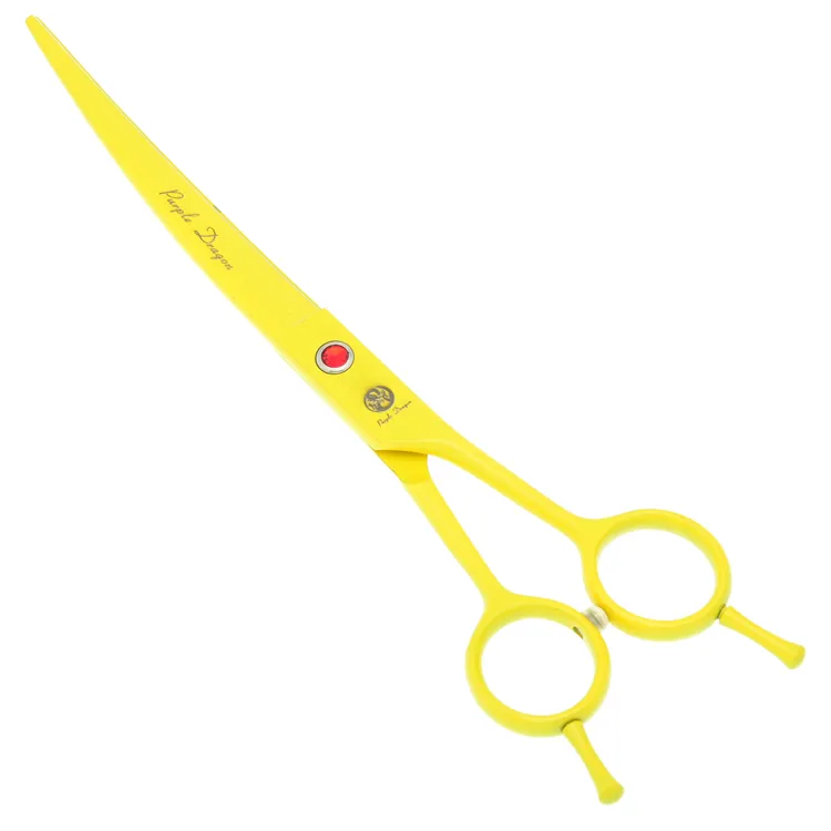 7.0Inch Paarse Dragon Snijden Gebogen Schaar JP440C Professionele roestvrijstalen huisdierenschaar voor hond Grooming Shears Hondenbenodigdheden, LZS0652