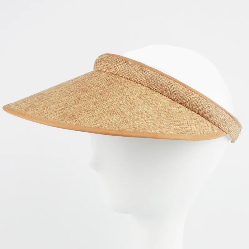 Fashion Linen Clip-On Empty Top Sun Visor Hat Summer Imitation Linen Cap Wide Brim Sun Protection Hats For Men And Women