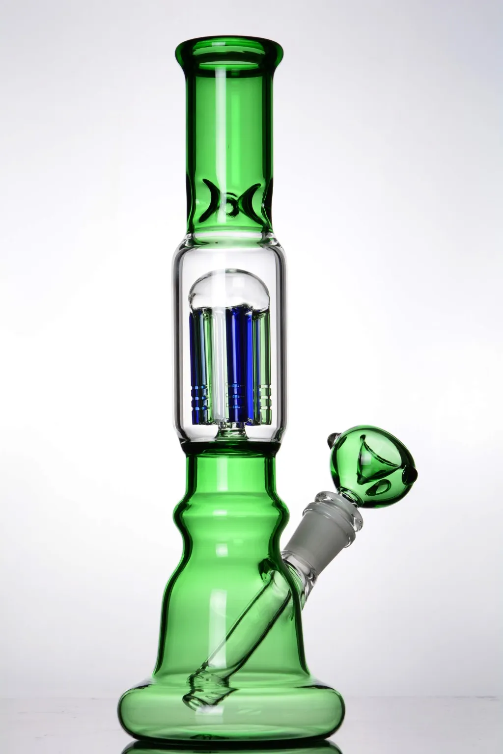 12 inches blue green clear Beaker straight Tube with colorful Arm Tree Perc glass bongs water pipe diffuse downstem with 14 mm joint Hookahs