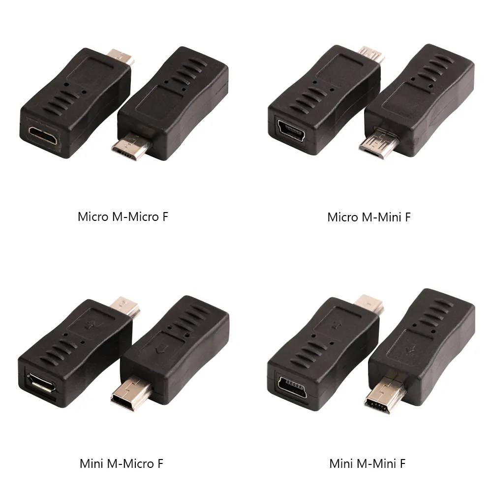 Convertitore da mini femmina a micro maschio / 5 pin Micro USB 2.0 da maschio a femmina / connettore da mini maschio a micro femmina USB 2.0 per telefono