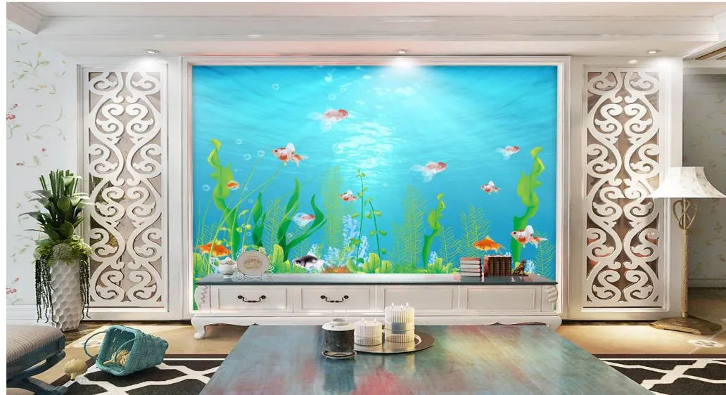 Underwater World Marine Sea Museum TV backdrop wallpaper for walls 3 d for living room