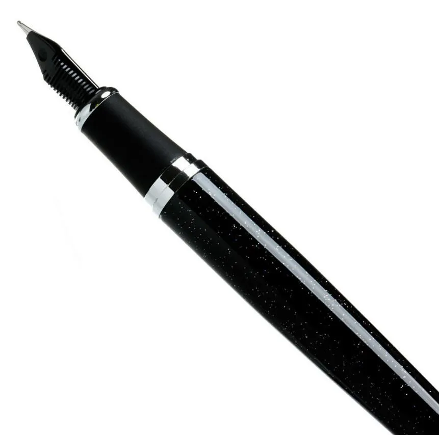 Lyx Jinhao Fountain Pen Black Shimmer Sands Medium Nib Sign Pennor Skriva Tillbehör Party Holdiay Gift