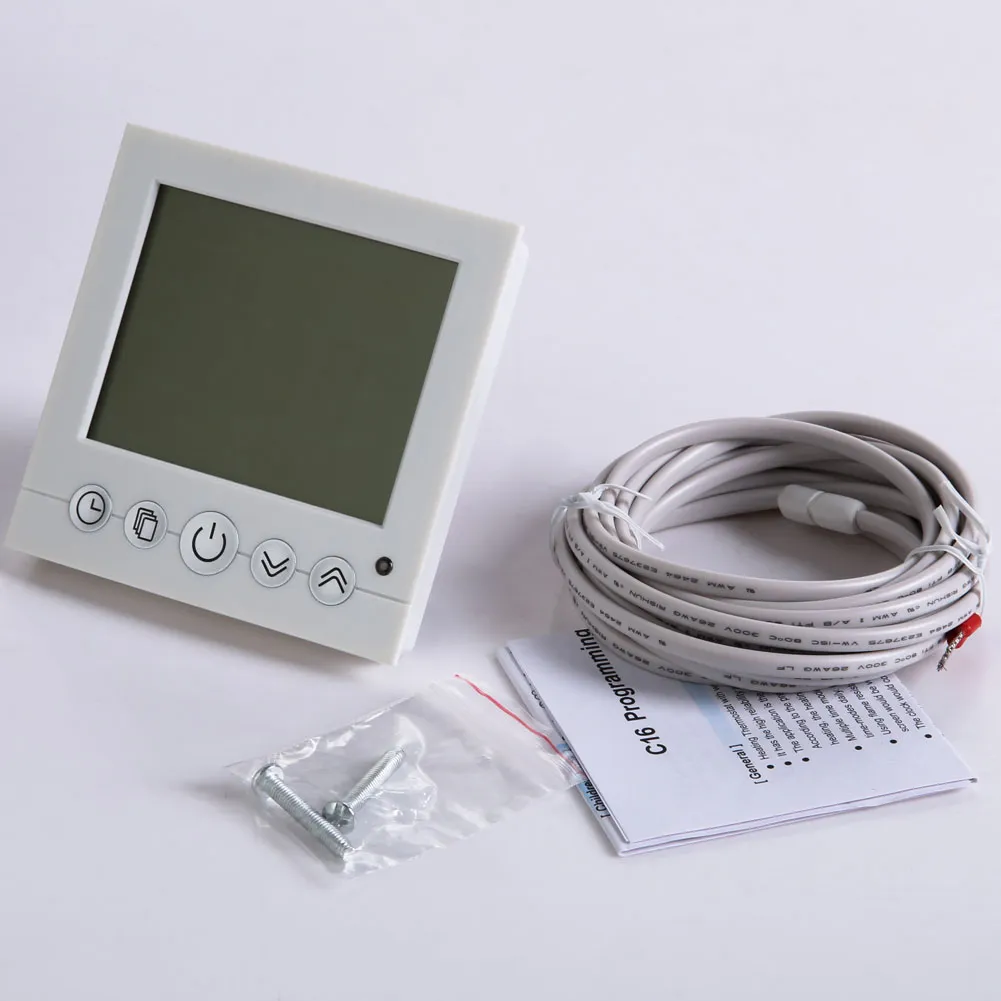 Livraison gratuite Thermostat de chauffage au sol Programme hebdomadaire de chauffage Contrôleur de température chaude Contrôle automatique Grand écran LCD avec rétro-éclairage