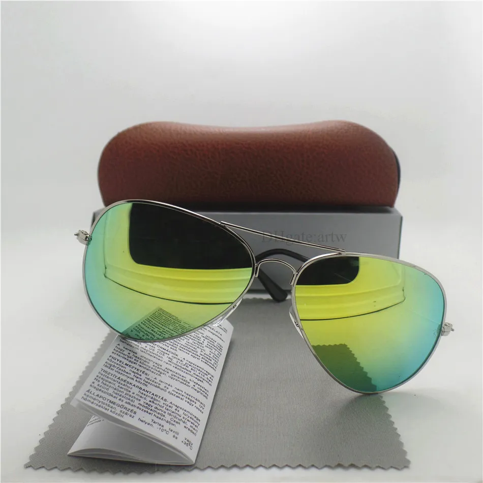 Classic Men Sunglasses Brand Designer Top Quality Glass Lens Metal