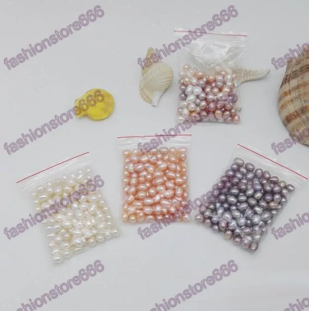 Hohe Qualität 6-7mm Oval Perlen Samenperlen 3 Farber Weiß Rosa Lila Lose Süßwasserperlen Für Schmuckherstellung Liefert billig Schmuck
