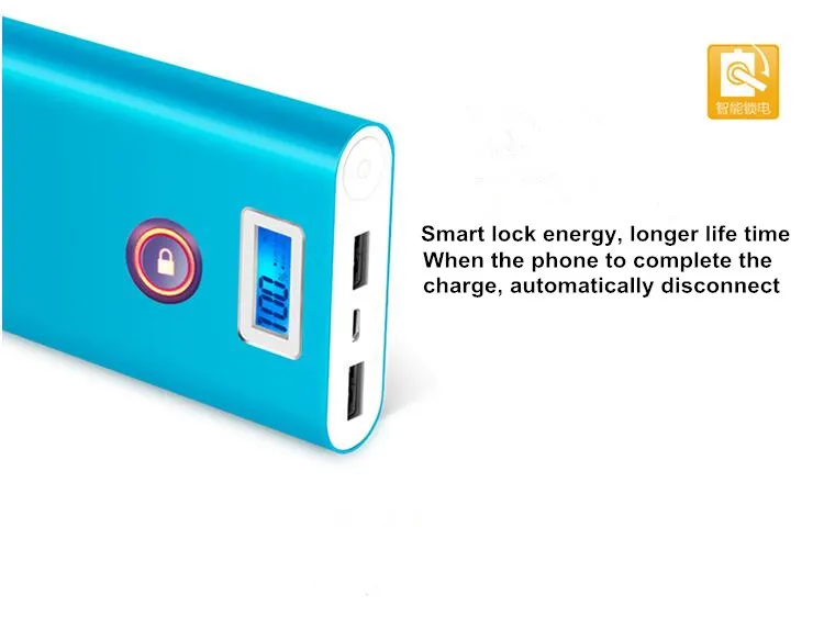 18650 Power Bank 20000mah ЖК-дисплей внешний батареи Портативный мобильный Fast Charger Dual USB Powerbank для iPhone 6 Samsung Tablet