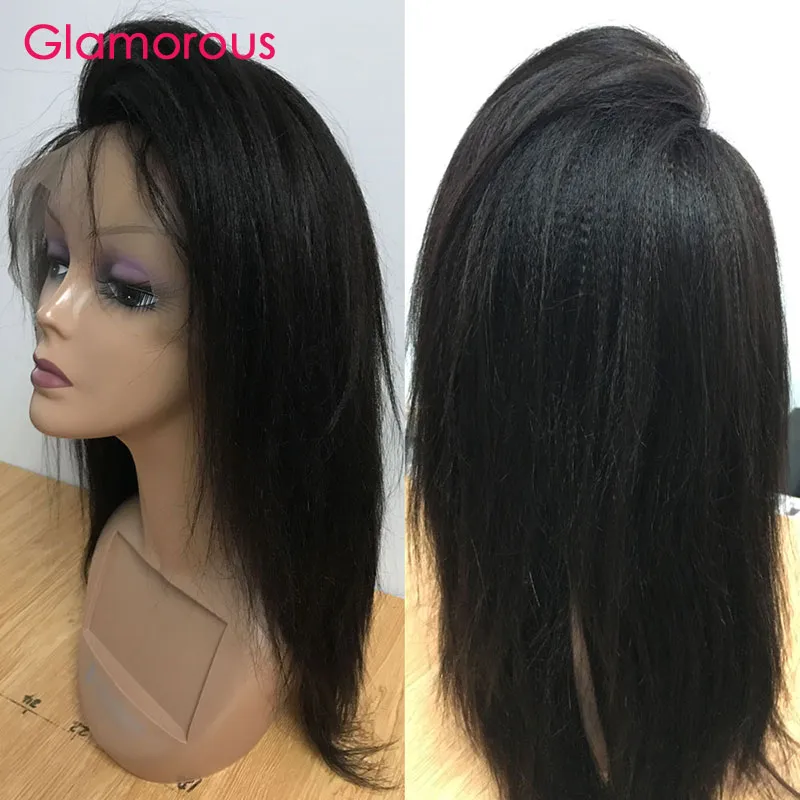 Glamoureuze licht Yaki recht haar pruiken frontale kant pruiken braziliaanse Indiase Mongoolse Cambodjaanse menselijke haarkant voor zwarte vrouwen