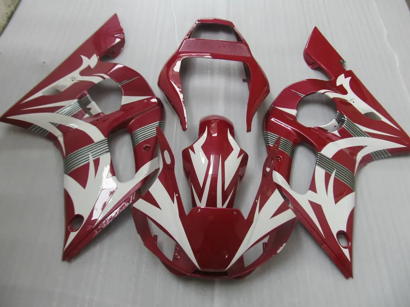 Top Selling Fairing Kit voor Yamaha YZF R6 98 99 00 01 02 Wijnrood Wit Verklei Set YZFR6 1998-2002 OT24