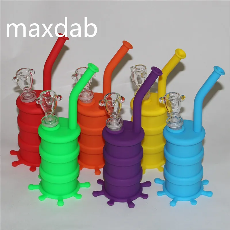 Pipa ad acqua in silicone piattaforma petrolifera narghilè Bong in vetro dab Rigs Bong 8,26 