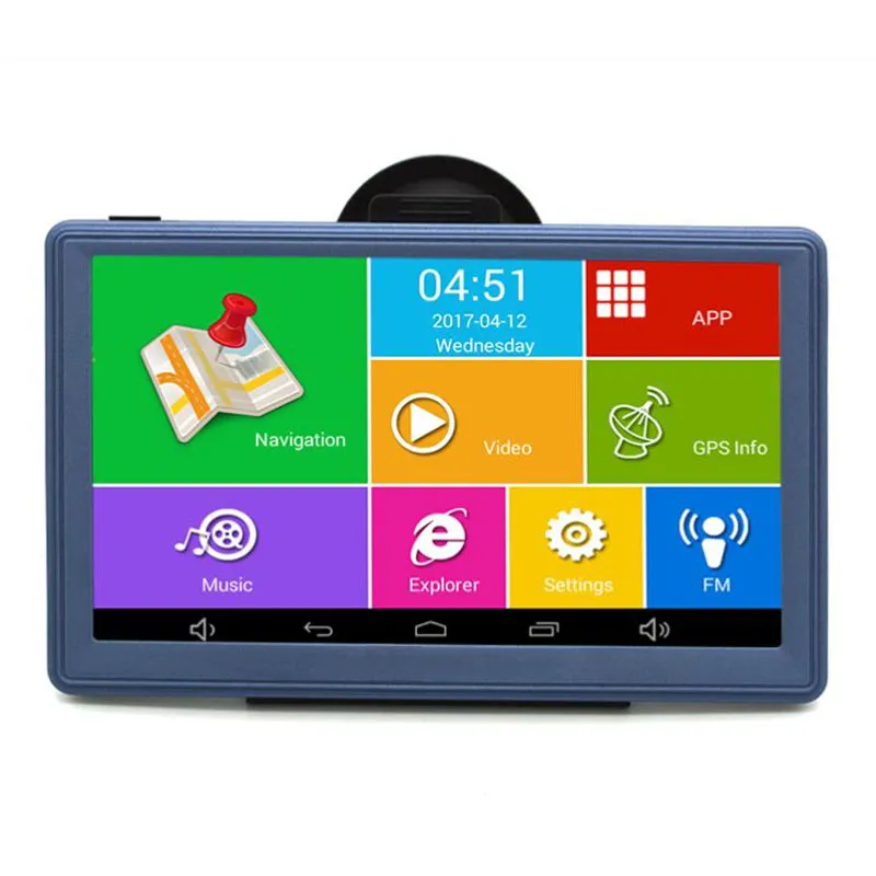 Android 7 tums bil GPS-navigering Navigator WIFI Bluetooth Avin Quad-Core Truck Vehicle GPS Navitel Ryssland / Europa 8GB Gratis kartor