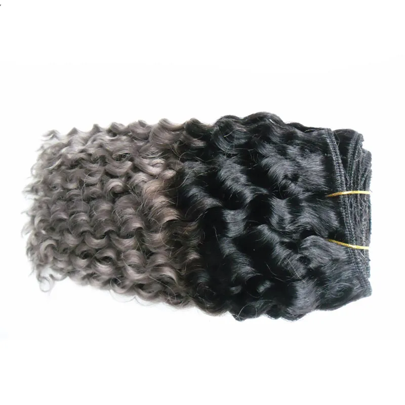 T1B / Grigio bicolore ombre capelli brasiliani onda profonda 100g fasci di tessuto capelli grigi 1 pz fasci di tessuto capelli brasiliani